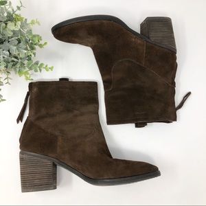 Sam Edelman Farrell Brown Suede Block Heel Bootie